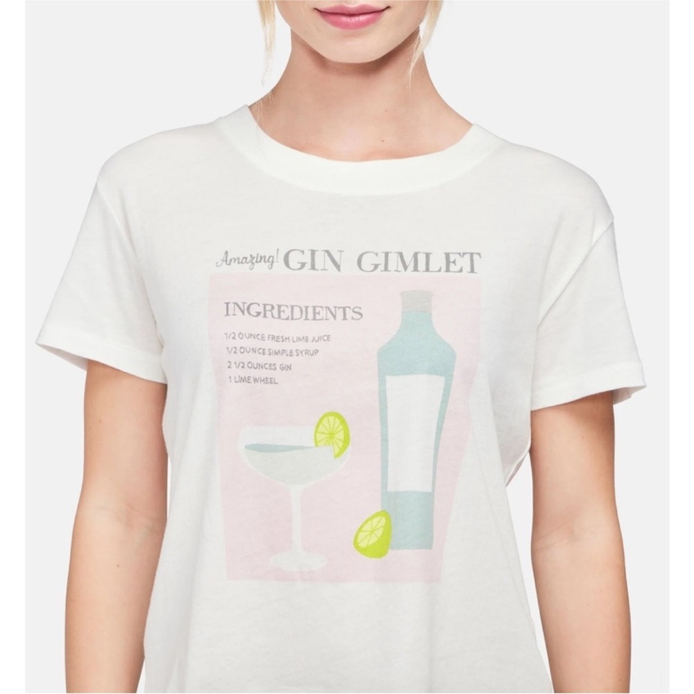 WILDFOX New White Gin Gimlet Graphic Cotton Oversized Cropped Tee Size XS - Picture 3 of 9